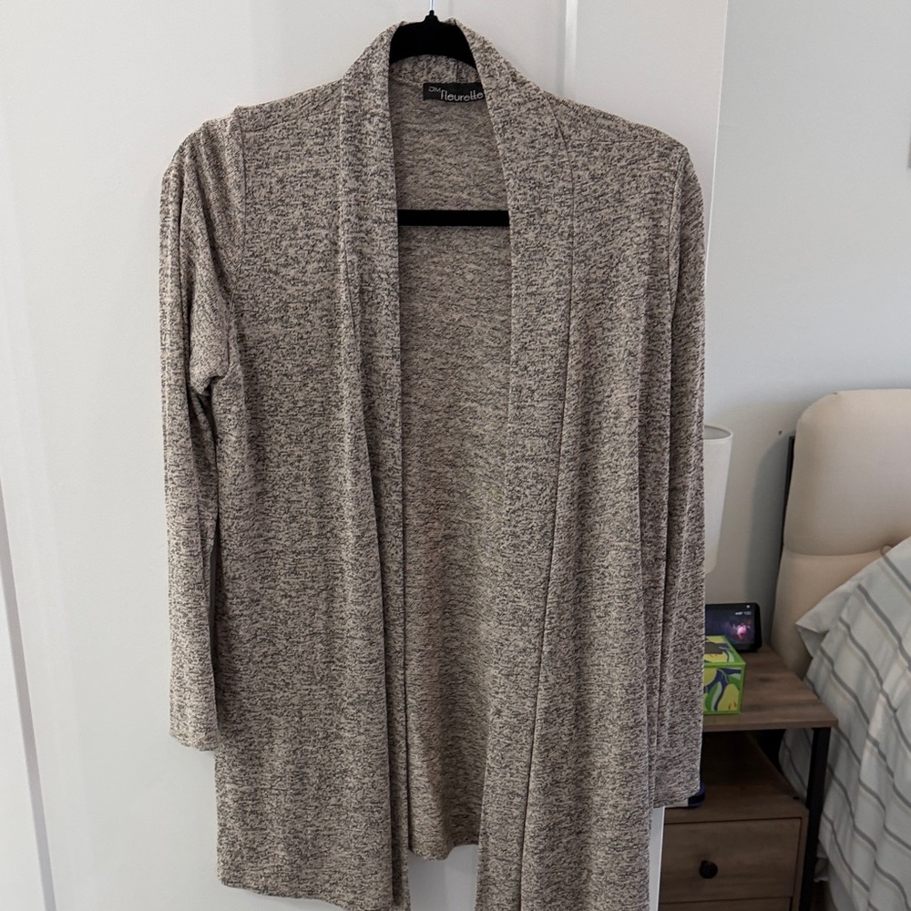 Women's Heather Gray Open Front Cardigan
